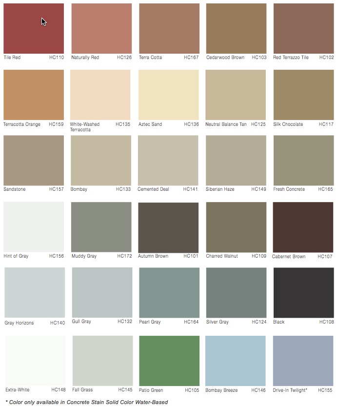 Solid Color Stains Color Options