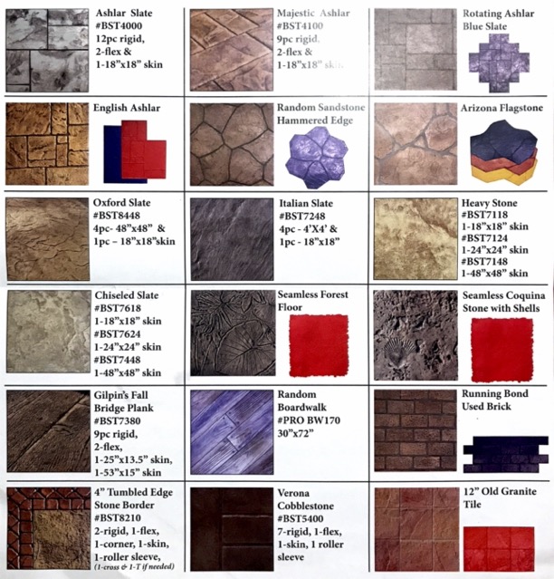 Thin-Crete Pattern Options, custom concrete, CustomCrete, St. Louis, MO, stamped concrete, concrete services